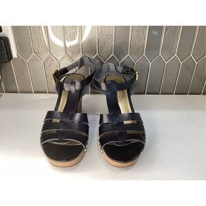 💜 Chaps Black Wedges with gold brads Size 11B